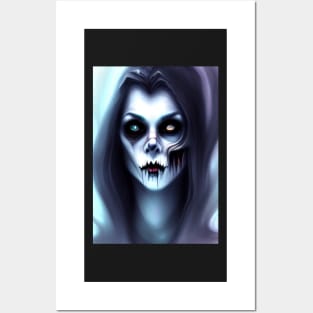 YELLOW AND BLUE EYED HALLOWEEN VAMPIRESS Posters and Art